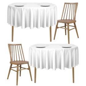 2 Pack White Round Tablecloths 70 Inch for 30-60 inch Tables 200 GSM Premium Quality Textured Washable Polyester Fabric Table Cloth [70'' is Not Table