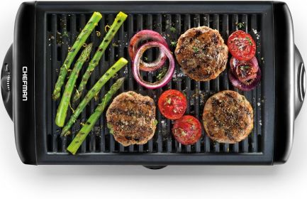 Chefman Electric Smokeless Indoor Grill w/Non-Stick Cooking Surface & Adjustable Temperature Knob from Warm to Sear