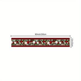 1pc Christmas Table Runner, Red And Black Buffalo Check Plaid Pine Cone Merry Xmas Waterproof Stain Resistant Seasonal Winter Holiday Table Runner (size: 13inchX90inch)