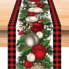 1pc Christmas Table Runner, Red And Black Buffalo Check Plaid Pine Cone Merry Xmas Waterproof Stain Resistant Seasonal Winter Holiday Table Runner (size: 13inchX72inch)