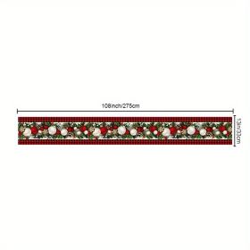 1pc Christmas Table Runner, Red And Black Buffalo Check Plaid Pine Cone Merry Xmas Waterproof Stain Resistant Seasonal Winter Holiday Table Runner (size: 13inchX108inch)
